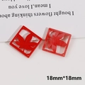Macro shot of 18mm red resin square hollow pendant with maple leaf for DIY jewelry - Red Square Maple Leaf Style