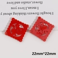 Red 22mm square Fu character acrylic charms with hollow design for DIY jewelry making - Red Square Fu Character Style