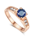 Verstellbarer Ring in Roségold mit rundem blauen Edelstein und Zirkonia-Steinen - US Größe 7.25 / Roségold Blauer Zirkonia