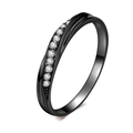Moderner Ring mit schwarzer Beschichtung und einer Reihe weißer Zirkonia-Steine - 5.5 / Schwarzgold Weißer Zirkonia
