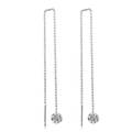 Orecchini a catena lunga in argento con zirconi tondi in montature a goccia d'acqua - Argento (E100)