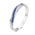 Silberner verdrehter Ring für Damen mit blauen Zirkonia in einer Mikropavé-Fassung - Weißgold Blauer Zirkonia