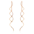 Orecchini a spirale in oro rosa con catena lunga ed elegante su sfondo bianco puro - Oro Rosa (E243)