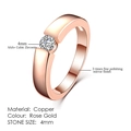 Minimalist 4mm AAA+ cubic zirconia ring in polished rose gold copper finish - 6 / 4mm Solitaire Mirror Finish Style (R400)