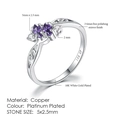 Elegant 18K white gold plated open ring featuring marquise purple zircons and white stones - 6 / Purple Marquise Hollow Style (R672)