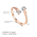 Adjustable open ring in rose gold finish with dual 4mm cubic zirconia stones and copper base - 5.5 / 4mm Double Stone Open Fashion Style (R007)