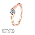 Rose gold copper ring with 4mm round zircon and elegant curved wrap band design - 6 / 4mm Solitaire Curved Wrap Style (R239)