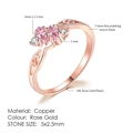 Adjustable 18K rose gold plated ring with pink marquise and round cubic zirconia stones - 6 / Pink Marquise Hollow Style (R671)