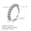 Classic open ring in 18K white gold plating featuring 2.5mm AAA cubic zirconia stones - 8 / Single Row Pave Mirror Style (R589)
