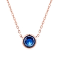 Collana tonda minimalista con ciondolo in zircone blu scuro e finitura oro rosa - Oro Rosa Zircone Blu
