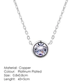 Collana con ciondolo tondo in zircone cubico e finitura placcata platino elegante - Placcato Argento Zirconia Bianca