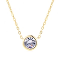 Elegante collana in oro rosa con pendente solitario tondo in zircone a castone - Placcato Oro Zirconia Bianca