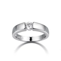 Minimalist silver engagement ring featuring a single brilliant round stone and 18K GP engraving - US 5 / Silver Plated White Zirconia