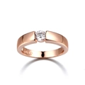 Minimalist single zircon wedding ring with 18K rose gold plating and 18K GP hallmark - US 5 / Rose Gold White Stone
