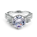 Elegant silver engagement ring with large round AAA zircon and bow-shaped micro-pave setting - US 5 / Silver Plated White Zirconia