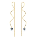 Orecchini a spirale dorati con pendente in zircone lucido su sfondo bianco puro - Oro (KC170-3)