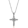 Collana con ciondolo a croce in argento elegante con pietre di zirconia cubica scintillanti - Collana placcata platino