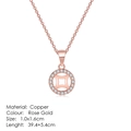 Classic rose gold pendant necklace with micro-pave zircons and geometric hollow center - Hollow Cross Circle Style (N636)