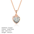 Detail of rose gold heart pendant necklace with shimmering zircon and twisted chain - Hollow Heart Main Stone Style (N130) / Rose Gold