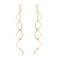 Orecchini pendenti a doppia spirale in finitura oro con elegante catena a maglia - Oro Chiaro (E376)