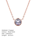 Classic rose gold pendant necklace featuring a round sparkling zircon stone in copper - Simple Bezel Round Diamond Style (N388)