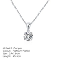 Platinum plated copper necklace with a classic round brilliant cut cubic zirconia stone - Six-Claw Solitaire Platinum Style (N055)