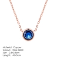 Classic rose gold pendant necklace with a blue round zircon and 43+5cm extension chain - Sapphire Blue Round Zirconia Style (N455)