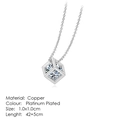 Platinum plated cube pendant necklace in copper with a sparkling zircon inlay detail - Geometric Hollow Cube Style (N279)