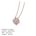 Rose gold geometric necklace with a hollow cube pendant featuring zircon inlay - Rose Gold Geometric Cube Style (N425)