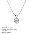Classic platinum plated necklace with a round sparkling cubic zirconia solitaire pendant - Prong Set Solitaire Choker (N391)