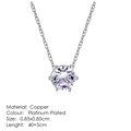 Classic platinum plated copper necklace featuring a six-prong cubic zirconia pendant - Six-Claw Solitaire Platinum Style (N432)