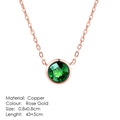 Classic rose gold plated copper necklace featuring a 0.8cm green zircon pendant charm - Emerald Green Round Zirconia Style (N454)