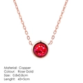 Rose gold necklace with a round red faceted gemstone pendant on a fine copper chain - Ruby Red Round Zirconia Style (N453)