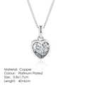 Platinum plated heart pendant necklace with shimmering zircon and copper chain for women - Hollow Heart Platinum Style (N129)