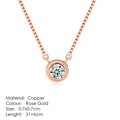 Classic rose gold pendant necklace with a brilliant cubic zirconia and adjustable chain - Box Chain Solitaire Rose Gold Style (N241)