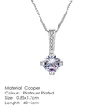 Classic white gold plated copper necklace with zircon solitaire pendant and box chain - Pave Bridge Round Diamond Style (N427)