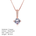 Classic rose gold plated copper necklace with a brilliant round zircon pendant - Pave Bridge Rose Gold Style (N426)