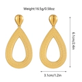 Detailed view of large gold teardrop earrings with woven metal texture and dimensions - Woven Drop Style (JDE2502067)