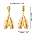 Dimensiones detalladas de los pendientes colgantes de corazón vintage de acero titanio - Estilo Corazón de Empalme de Doble Capa (JDE250484)