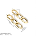 Detail view of gold stainless steel chain earrings showing dimensions 4.5cm and 0.9cm - Geometric Chain Gold Earrings (JDE254302)