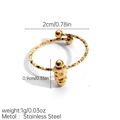 Detail of adjustable stainless steel ring with hammered texture and golden beads - Hammered Double Bead Decor (JDR256171 -5)