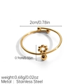 Detailed size chart showing golden stainless steel ring with flower and bead charms - Hollow Ring Pendant (JDR256171 -4)