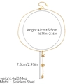 Détails du collier en acier inoxydable doré avec breloques étoile de mer et coquillages - Style Combinaison d'Éléments Océaniques (JDN250706-1)