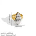 Detailed view of bicolor conch ring with gold hammer finish and silver shell texture - Conch Open Ring (JDR2507121-2)