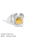 Detail view of adjustable two-tone stainless steel ring with dimensions and weight - Apple Shaped Open Ring (JDR2507121-3)