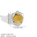 Detailansicht des zweifarbigen Edelstahl-Muschelrings mit Größen- und Gewichtsangaben - Jakobsmuschelförmiger Offener Ring (JDR2507121-12)