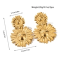 Detailed view of 18k gold sunflower earrings with precise size and weight measurements - Sunflower Style Earrings (JDE2508051)