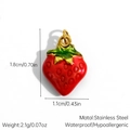 Detail of red strawberry pendant with golden loop and 1.8cm size measurements - Strawberry Style (JDP2507221-2)