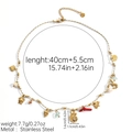 Detail view of bohemian ocean necklace featuring starfish shell and pearl charms - Ocean Elements Style (JDN2508111)