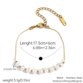 Detailed view of gold stainless steel bracelet with eight natural freshwater pearls - Thin Chain Eight Pearls Style (JDB2509135)